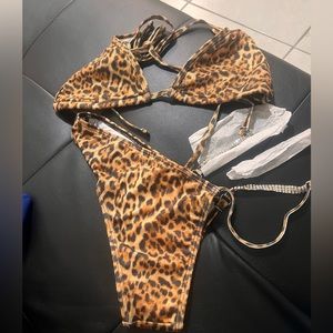 leopard swimsuit size m new